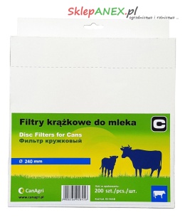 Filtr krążkowy do mleka, średnica 240 mm, 200 szt Can Agri